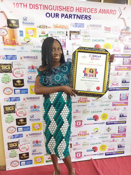 Bukola Uviase Honoured as Champion of Hospitality Industry at 10th Distinguished Heroes Award