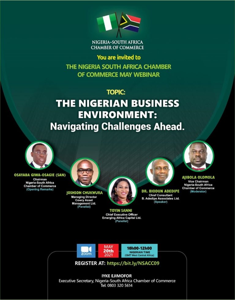 NigeriaSouth Africa Chamber of Commerce Announces May 2021 Breakfast