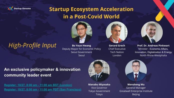25 Countries Discuss Startup Ecosystem Acceleration in a Post-Covid World, Oct 27 