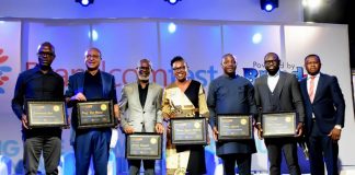 L-R: Emmanuel Agu, Group Marketing Director, Jotna Nig.; Prof Pat Utomi, Founder/CEO, Centre for value in Leadership; Lampe Omoyele, MD, Nitro 121; Nsima Ogedi-Alakwe, Marketing Director/ Country Project Lead, Unilever; Victor Afolabi , GCEO, Hazon Holdings; Ilyas kareem, Group Marketing Director, Eat ‘N’ Go Africa and Joshua Ajayi, Convener Brandcomfest and Publisher, Brand Communicator at the Brandcomfest 2021 held in Lagos, on Thursday, November 18, 2021