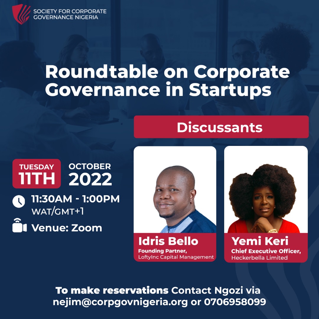 REGISTER NOW: Roundtable on Corporate Governance in Startups - MSME Africa