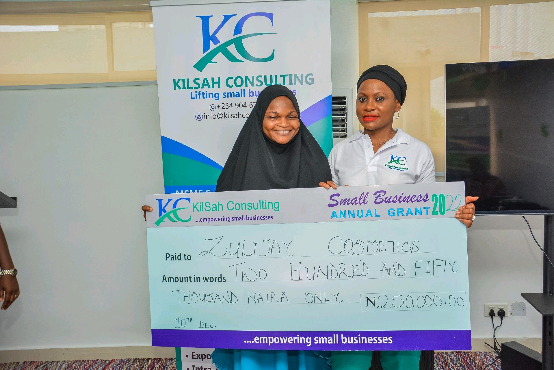 KilSah Consulting awards N2M grant to Small Business Owners 