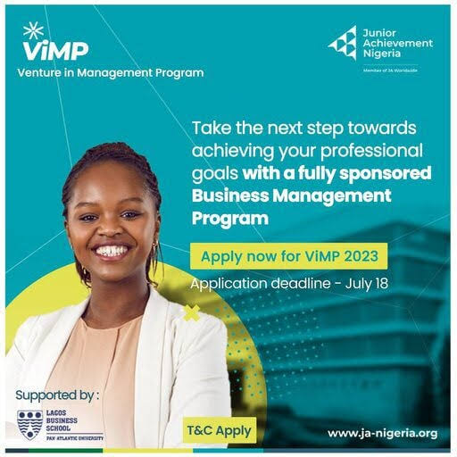 Call for Application: Junior Achievement Nigeria(ViMP2023) Fully Sponsored Management Program for Youth Corpers In Nigeria