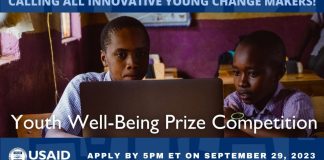 Call For Applications: Youth Well-Being Prize Competition(Up to $50,000 in cash prizes)