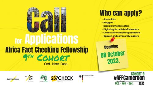 Call For Applications: Africa Fact Checking Fellowship – #AFFCameroon 2023 (9th Cohort)