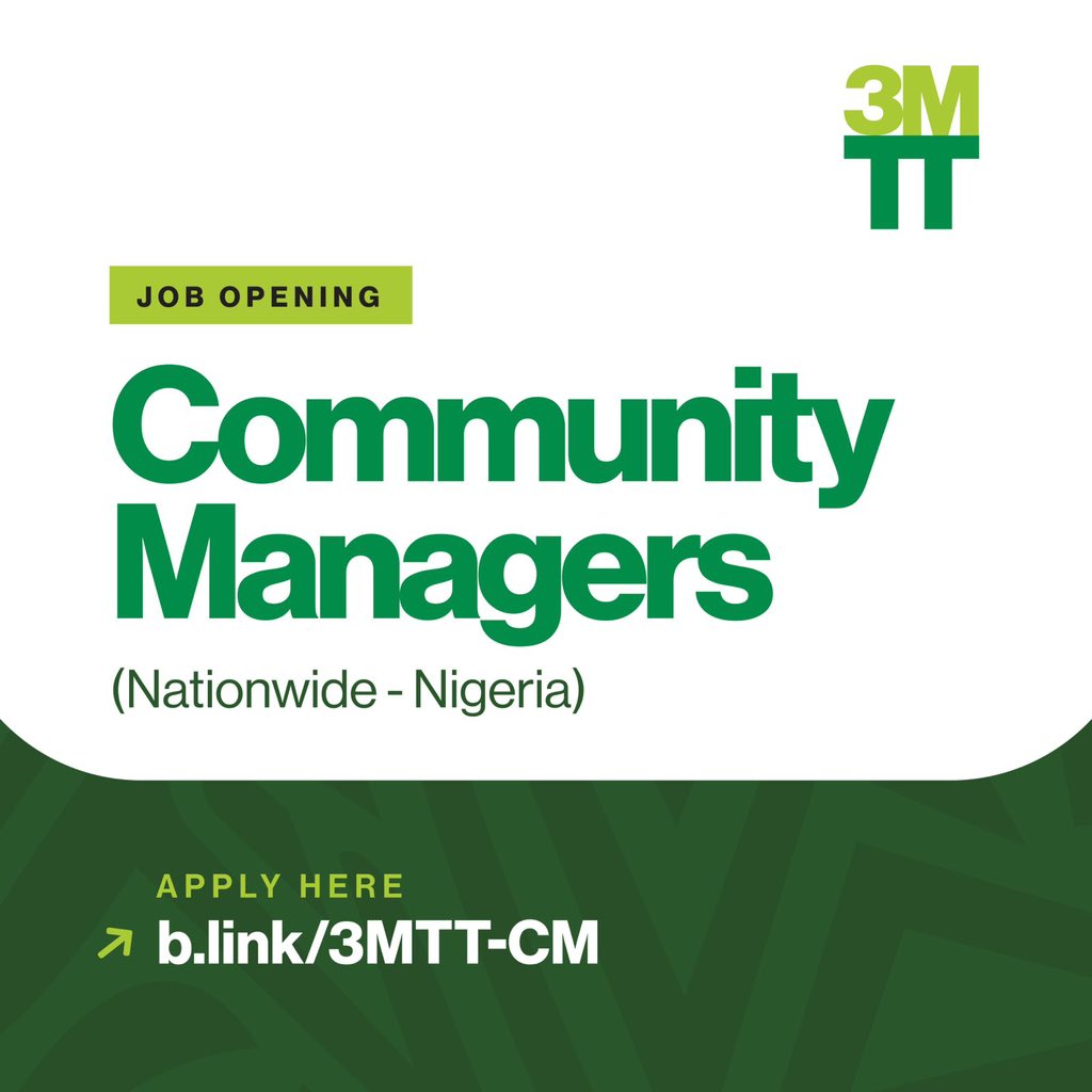 Call For Application: 3MTT Program Community Manager Job Position
