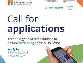 Call for Applications: 2024 Kofi Annan Award for Innovation in Africa for social entrepreneurs ( 3 x EUR 250.000 grant plus funded WFP Innovation Bootcamp)