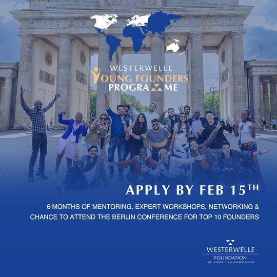 Call for Applications: Westerwelle Young Founders Program – Spring 2024 for young Entrepreneurs from emerging and developing countries