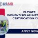 Call For Applications: Women’s Solar Installation Certification Course (WSICC)