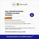 Call For Applications: e-Mobility (Electric Mobility) Innovation Hackathon For Entrepreneurs and Startups in Nigeria ( Over USD$75,000 worth of benefits available)