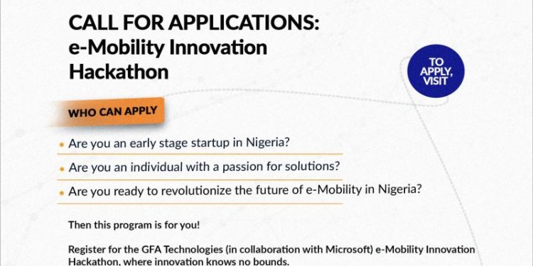 Call For Applications: e-Mobility (Electric Mobility) Innovation Hackathon For Entrepreneurs and Startups in Nigeria ( Over USD$75,000 worth of benefits available)