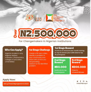Call For Applications: The 234 Community Impact Challenge 3.0 For Change Makers In Nigeria Institutions ( Up to N2.5 Million )
