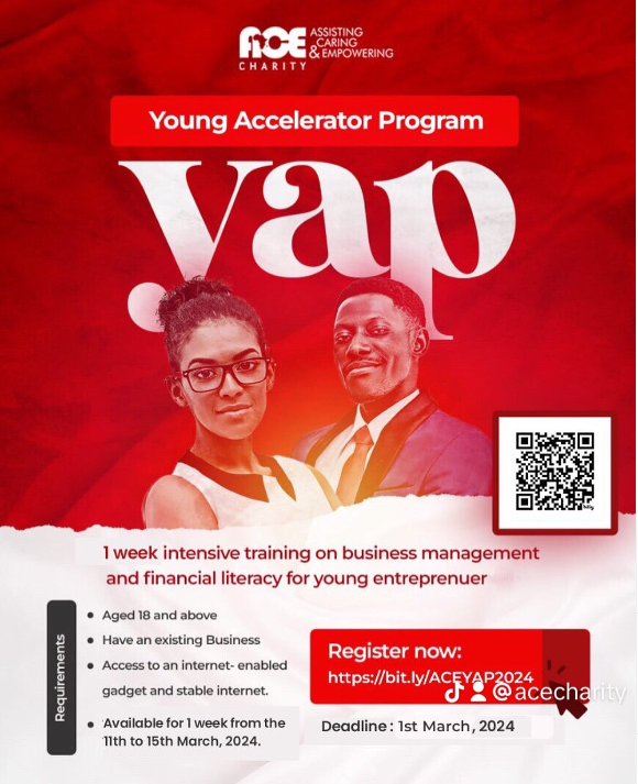 Call For Applications: ACE Charity Young Accelerator Program 2 For Young Entrepreneurs