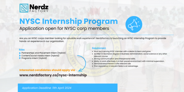 Call For Applications: NerdzFactory NYSC Internship Program