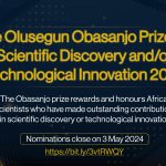 Call for Applications: AAS Olusegun Obasanjo Prize for Scientific Discovery and/or Technological Innovation 2024