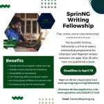 Call For Applications: Sprinng Writing Fellowship Online Mentorship Program