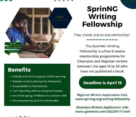 Call For Applications: Sprinng Writing Fellowship Online Mentorship Program