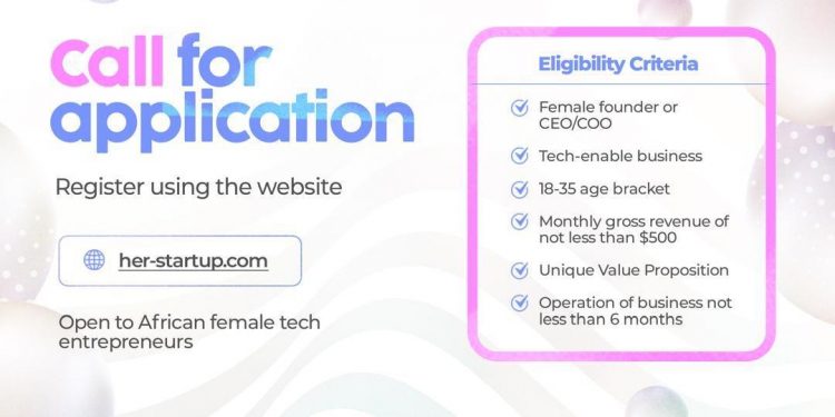 Call For Applications: Her Startup program For African Female Entrepreneurs (Up to $5,000 Funding, 14-week intensive Training and Mentoring)