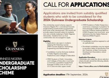 Call For Applications: Guinness Nigeria Undergraduate Scholarship Scheme 2024 for Nigerian Students