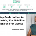 Step-by-Step Guide on How to Apply for the BOI/FGN 75 Billion Intervention Fund for MSMEs