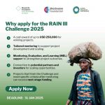 Call For Applications: Resilient Agriculture Innovations for Nature (RAIN) Challenge phase III (cash prize of up to 50,000 USD)