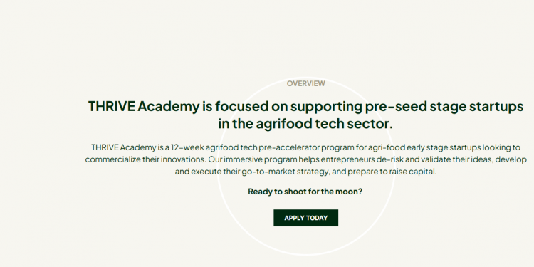 Call For Applications: THRIVE Academy for Agri-food Tech Startups 2025