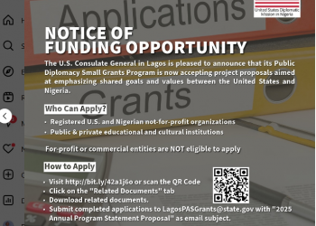 Call For Applications: U.S. Mission to Nigeria Public Diplomacy Small Grants Program