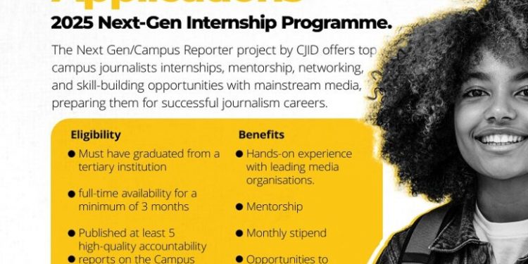 Centre for Journalism Innovation and Development (CJID) Next Gen Internship Programme 2025