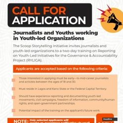 Call For Applications: The Scoop Storytelling Initiative: Training on Reporting Youth-Led Initiatives