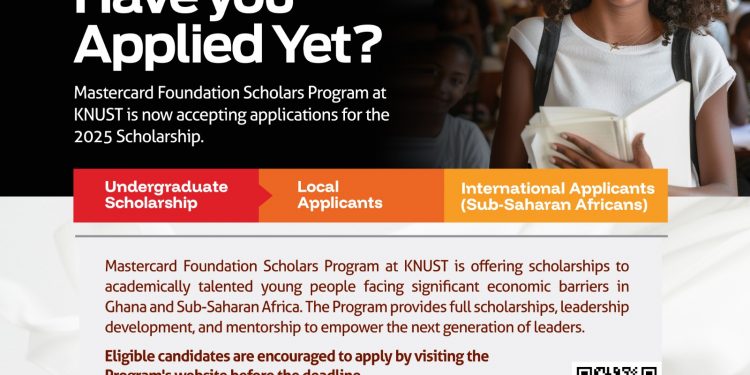 Call For Applications: Mastercard Foundation Scholarship at KNUST 2025 For Africans (Full Scholarship with Monthly Stipend, Accommodation, Free Laptop and Mentorship)
