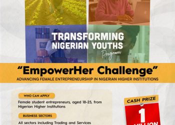 Call For Applications: Transforming Nigerian Youths Program EmpowerHer Challenge (Up to N1 million Cash)