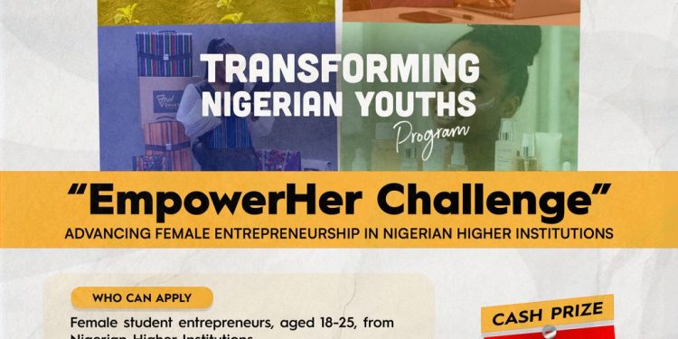 Call For Applications: Transforming Nigerian Youths Program EmpowerHer Challenge (Up to N1 million Cash)