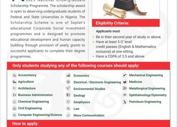 Call For Applications: NNPC/SEPLAT National Undergraduate Scholarship Program 2025