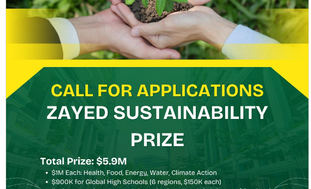Call For Applications: Zayed Sustainability Prize For SMEs and Nonprofits (Up to $5.9 Million Prizes)