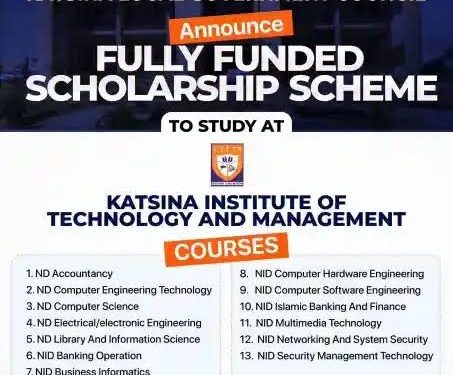 Call For Applications: Katsina Local Government Scholarship Program for KSITM Studies