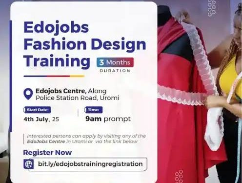 Edojobs Launches 3-Month Fashion Design Training for Youth in Edo Central
