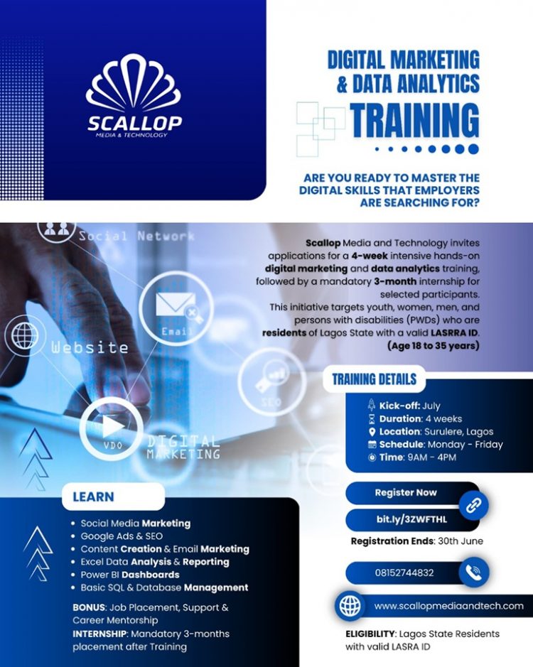 Scallop Digital Marketing & Data Analytics for Lagos Residents(