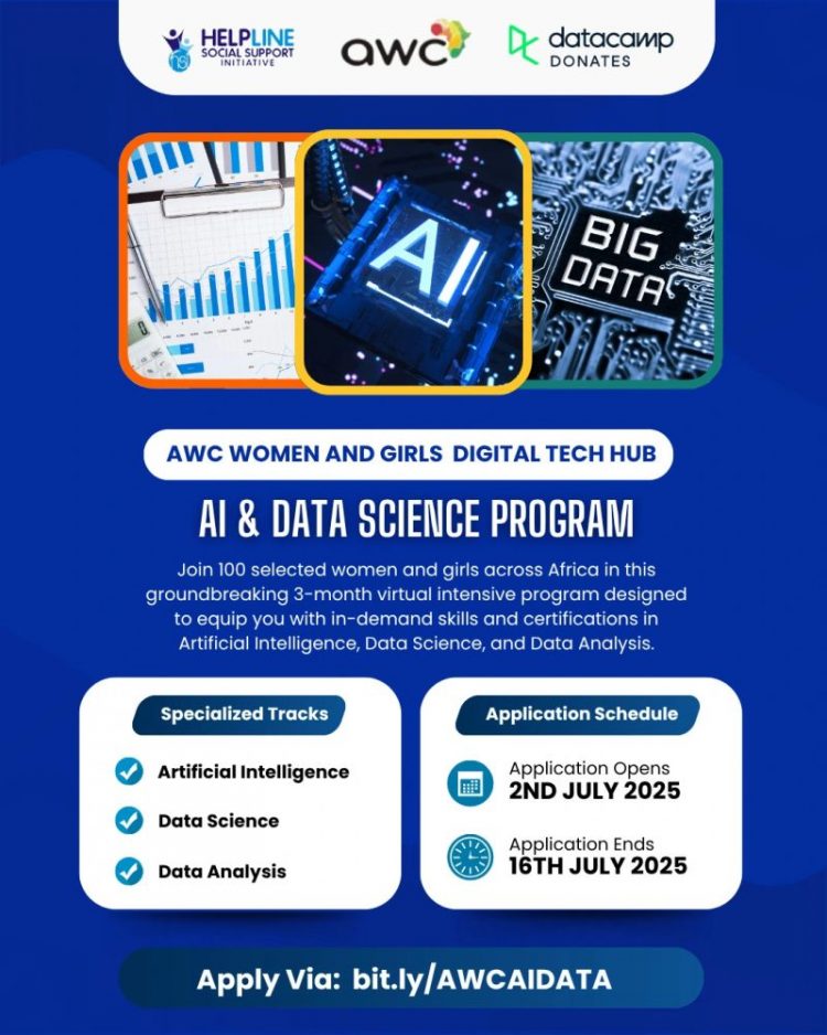 Call For Applications: AWC Women and Girls Digital Technology Hub AI & Data Science Program
