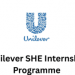Call For Applications: Unilever SHE Internship Program for 2025