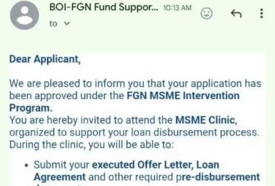 BOI-FGN Fund Invites Applicants to MSME Clinic to Finalize Funding Process For Disbursement