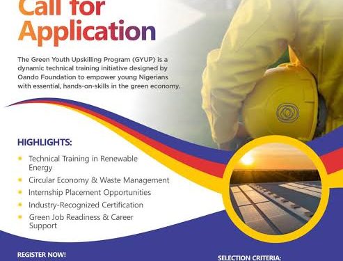 Call For Applications: Green Youth Upskilling Program (GYUP) by Oando Foundation
