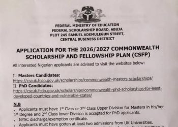 Call For Applications: Commonwealth Scholarships and Fellowship 2026/2027 For Nigerians