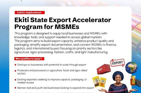 Call For  Applications: Ekiti State Export Accelerator Program for MSMEs
