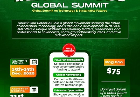 Call for Application: INNOVATE 360 -Global Summit on Technology & Sustainable Futures (Fully Funded)
