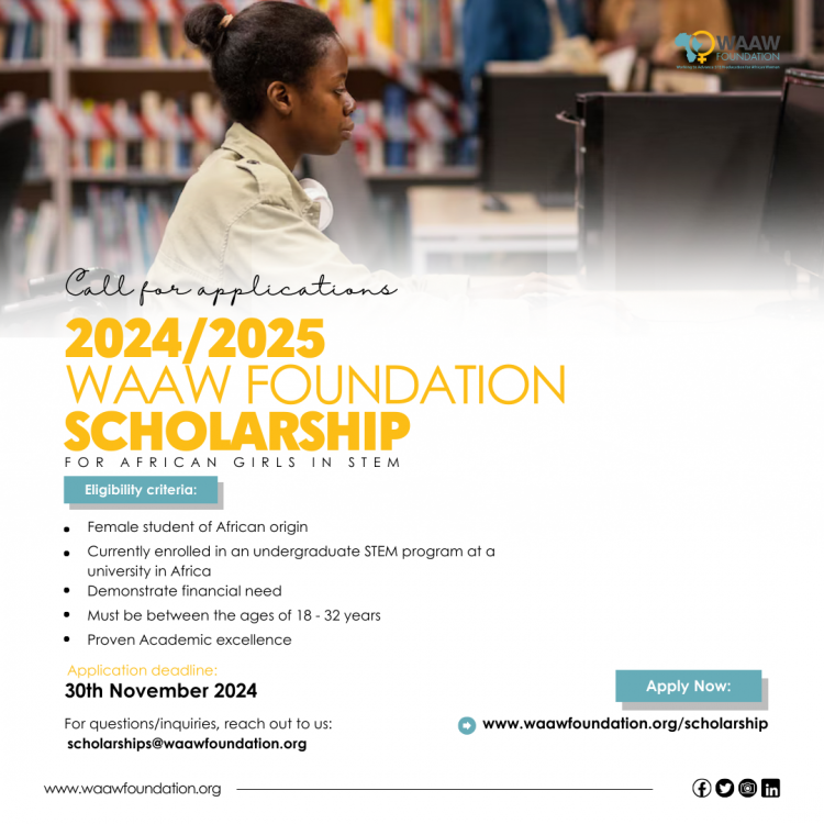 WAAW Foundation Scholarship 2025 ($500 Award for African Women in STEM)
