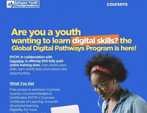 Call For Applicatons: Refugee Youth Changemakers (RYCM) Global Digital Pathways Program (Fully Sponsored Access to Coursera)