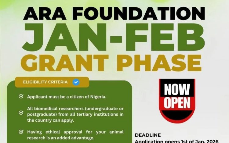Call For Applications: ARA Foundation Research Grant For Nigerian BioMedical Researchers ( N1Million Grant)
